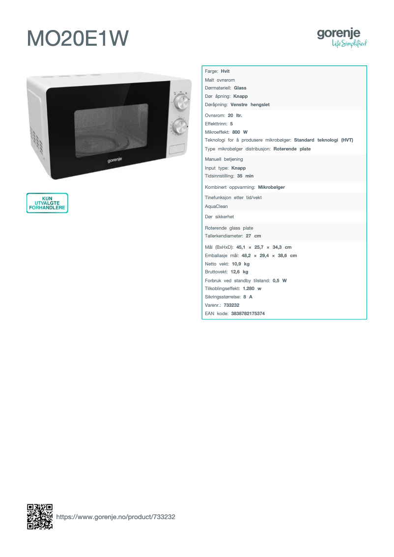 Image de la première page du manuel de l'appareil MO20E1W