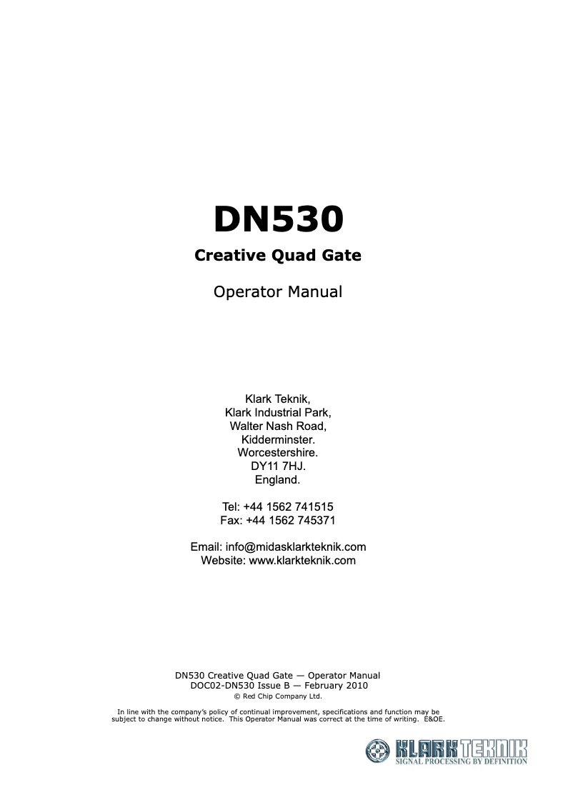Image de la première page du manuel de l'appareil DN530