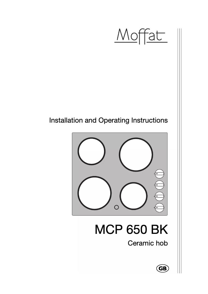 Page n°1 - Manuel utilisateur Moffat MCP 650 BK