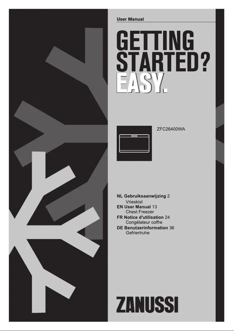 Page n°1 - Manuel utilisateur Zanussi ZFC26400WA