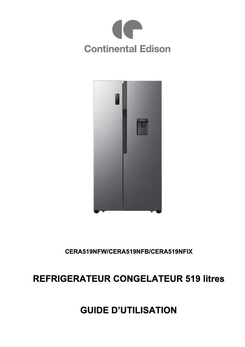 Image de la première page du manuel de l'appareil CERA519NFB