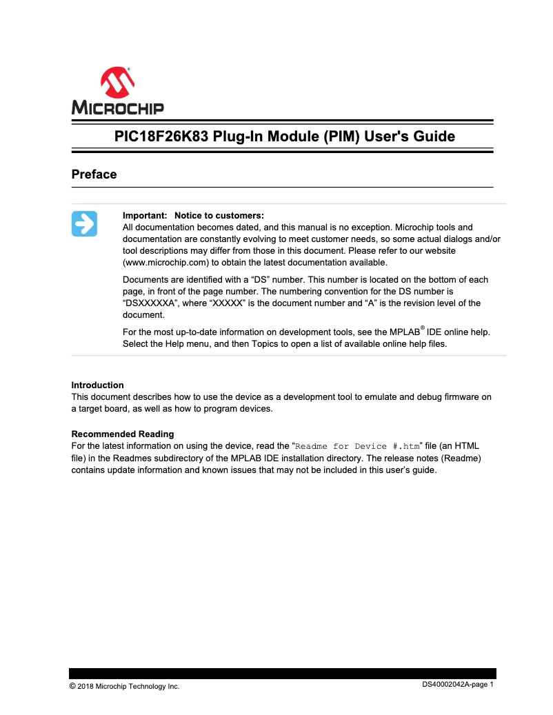 Página 1 del manual Manual de usuario Microchip PIC18(L)F25/26K83