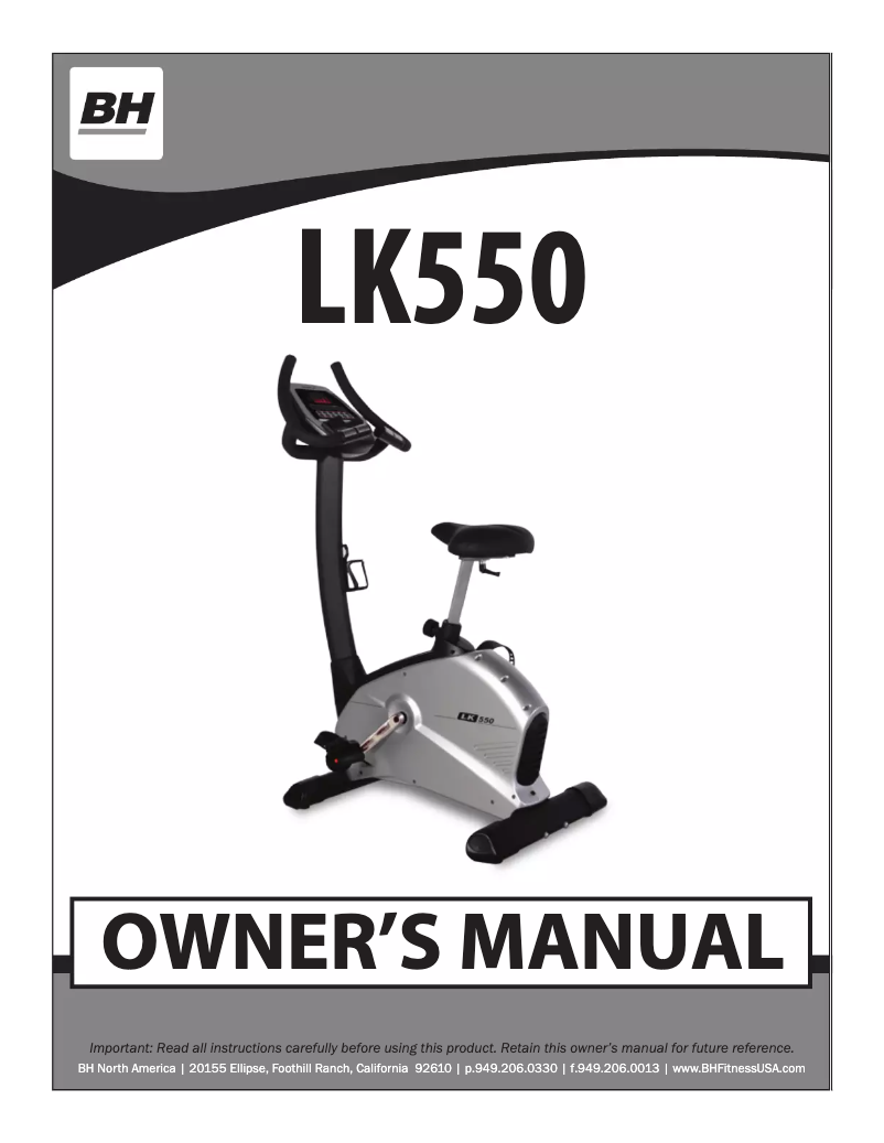 Page 1 de la notice Manuel utilisateur BH Fitness LK550