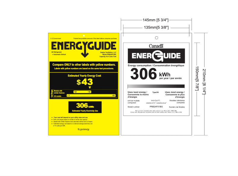 Page 1 de la notice Label énergétique Zephyr Presrv PRB24F01BG