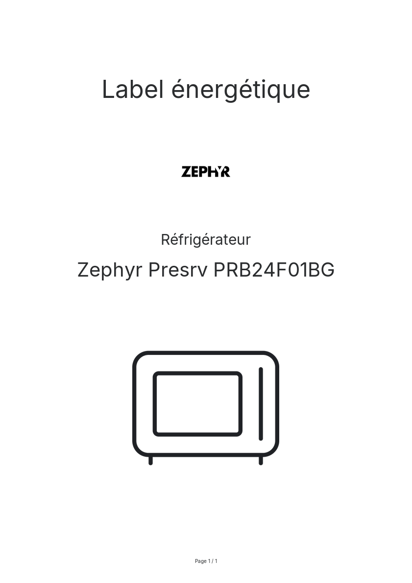 Page n°1 - Label énergétique Zephyr Presrv PRB24F01BG