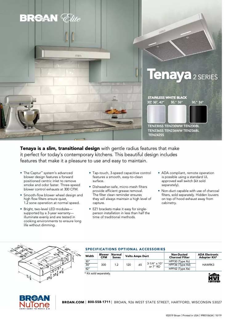 Page n°1 - Brochure Broan TEN242SS