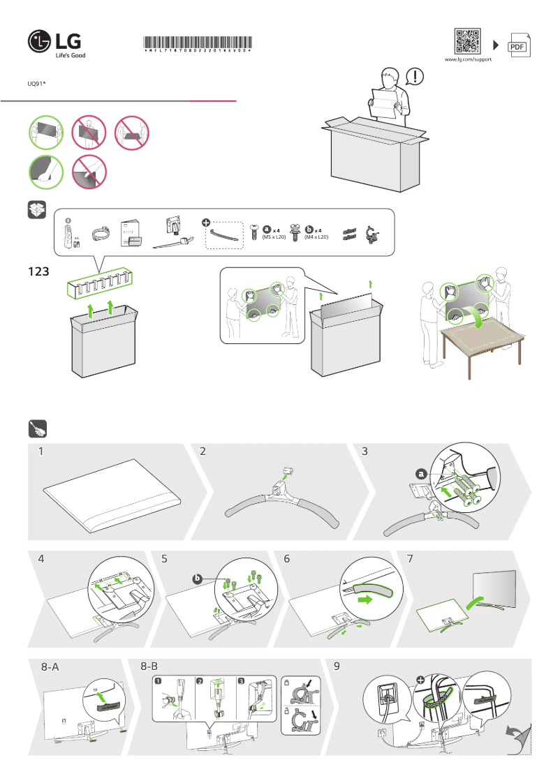 Page 1 de la notice Guide d'installation LG 43UQ91006LA