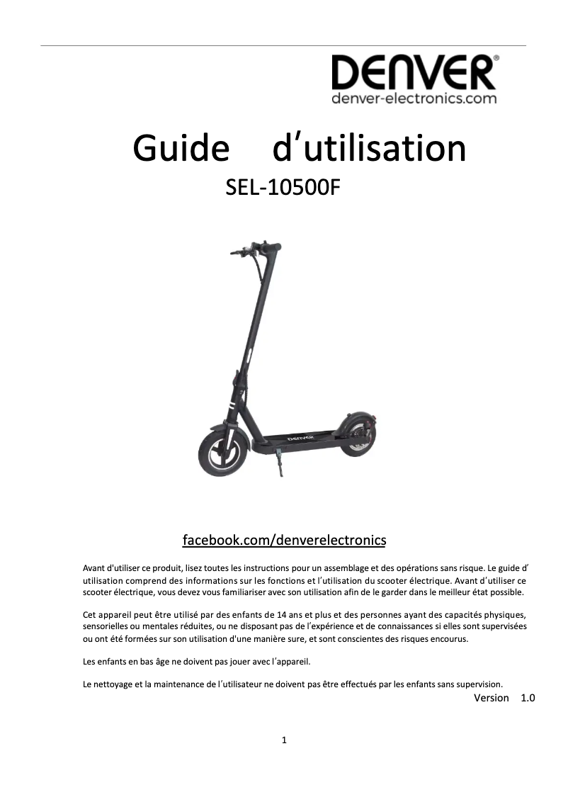 Page 1 de la notice Manuel utilisateur Denver SEL-10500F MK2