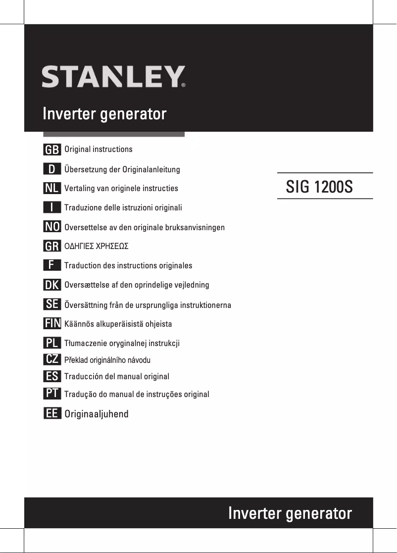 Page n°1 - Manuel utilisateur Stanley SIG 1200S
