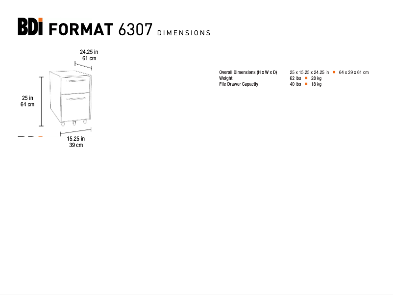 Page 1 de la notice Fiche technique BDI Format 6307