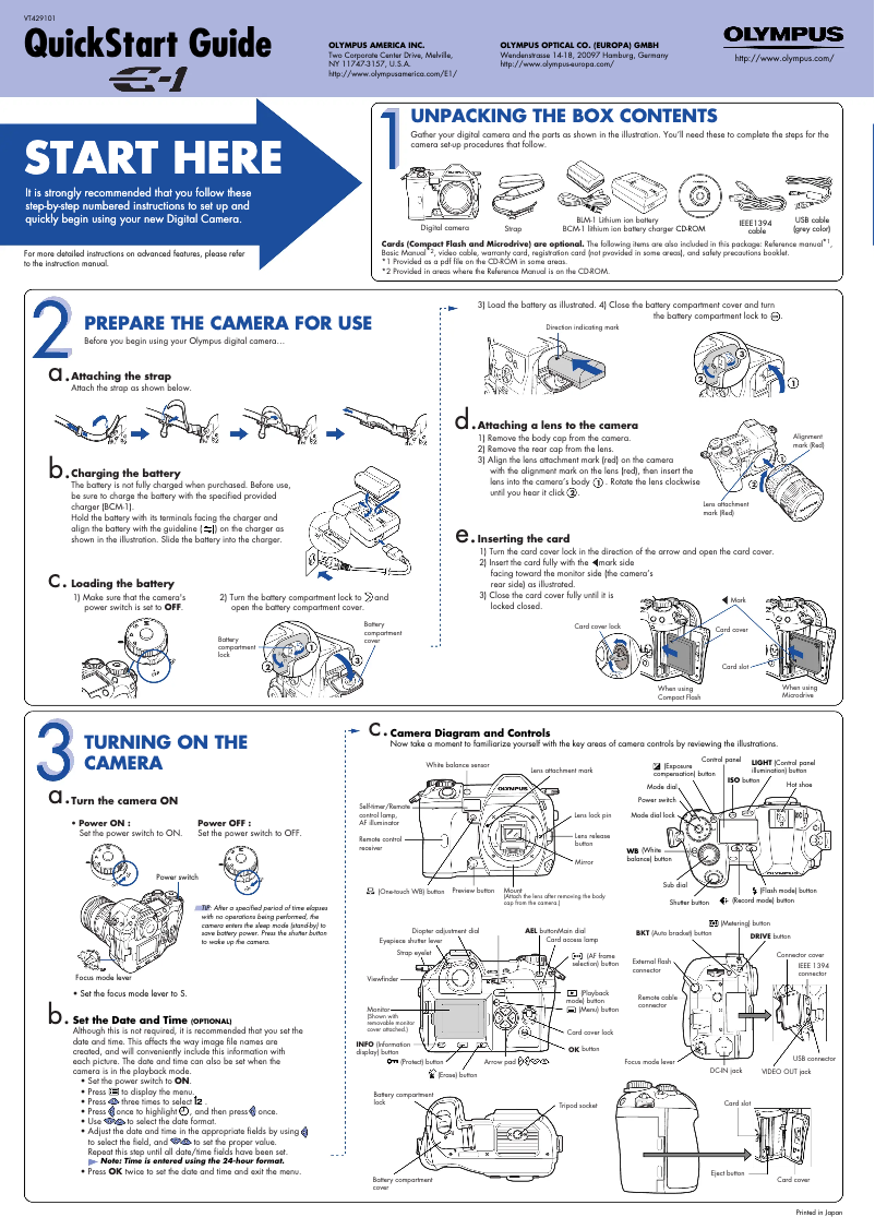 Image de la première page du manuel de l'appareil E-1