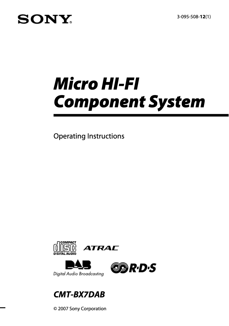 Image de la première page du manuel de l'appareil CMT-BX7DAB