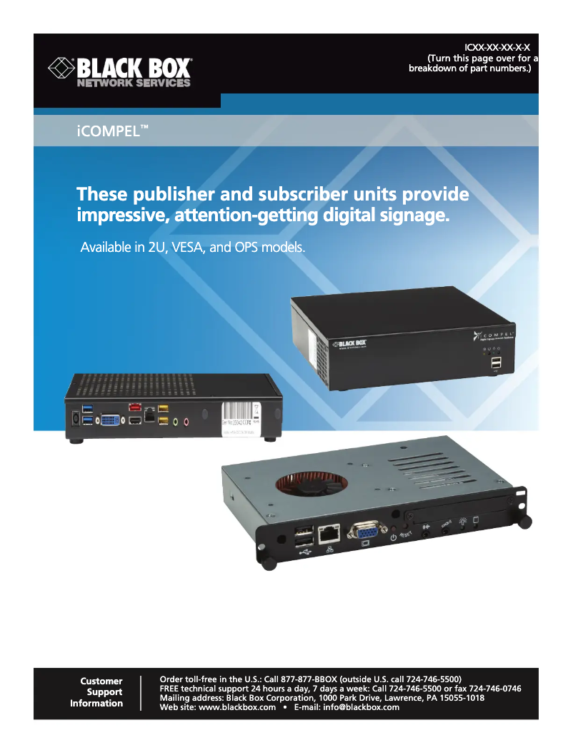 Page n°1 - Manuel utilisateur Black Box ICSS-VE-SU-W