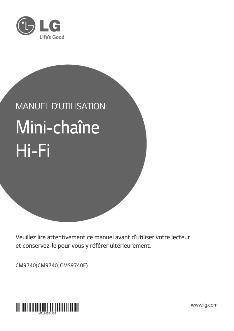 Page 1 de la notice Manuel utilisateur LG CM9740