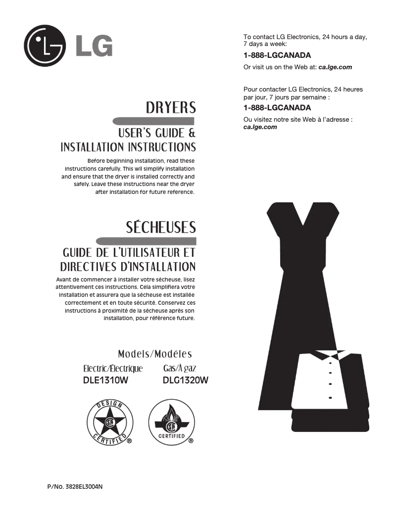 Page n°1 - Manuel utilisateur LG DLE1310W