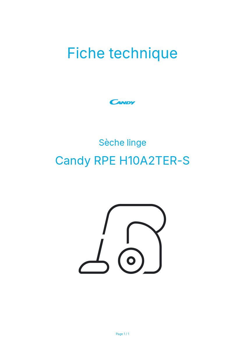 Image de la première page du manuel de l'appareil RPE H10A2TER-S