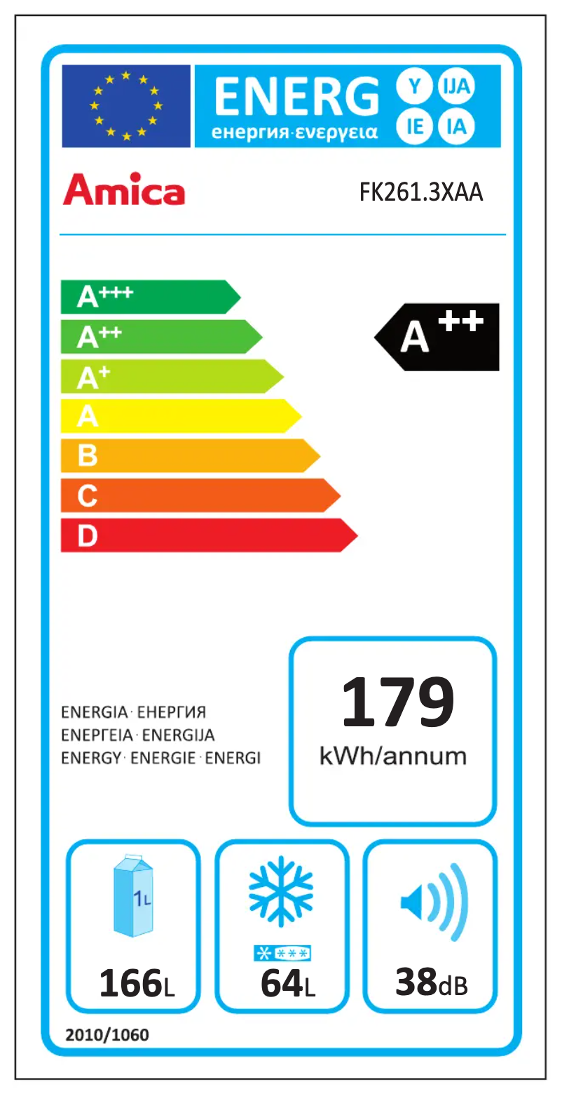 Page n°1 - Label énergétique Amica FK261.3XAA