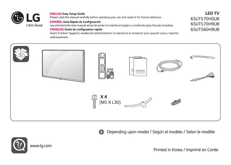 Page 1 de la notice Manuel utilisateur LG 65UT570H9UB