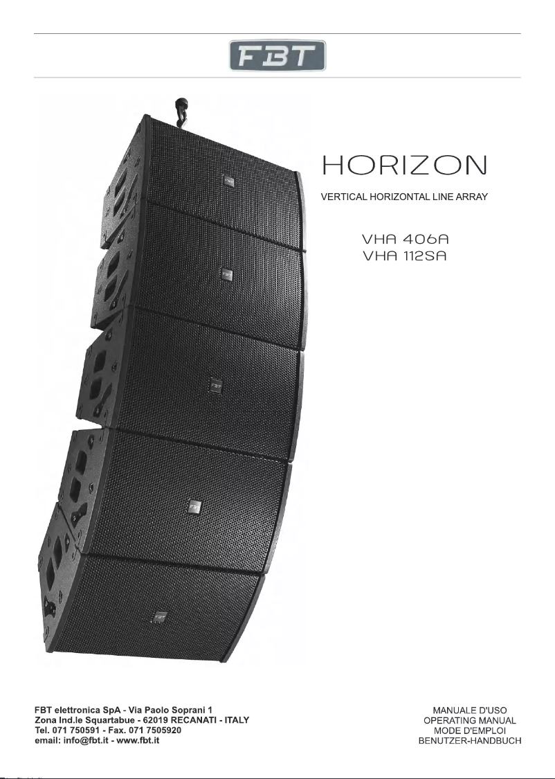 Page n°1 - Manuel utilisateur FBT Horizon VHA 112 SA