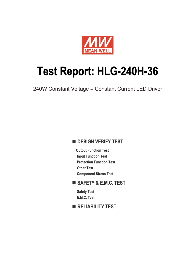 Page n°1 - Fiche technique Mean Well HLG-240H-36