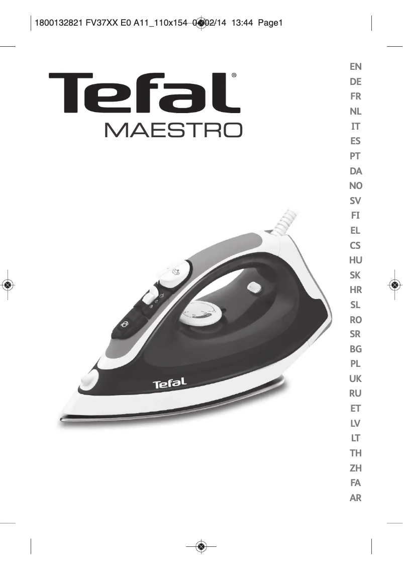 Page n°1 - Manuel utilisateur Tefal Maestro
