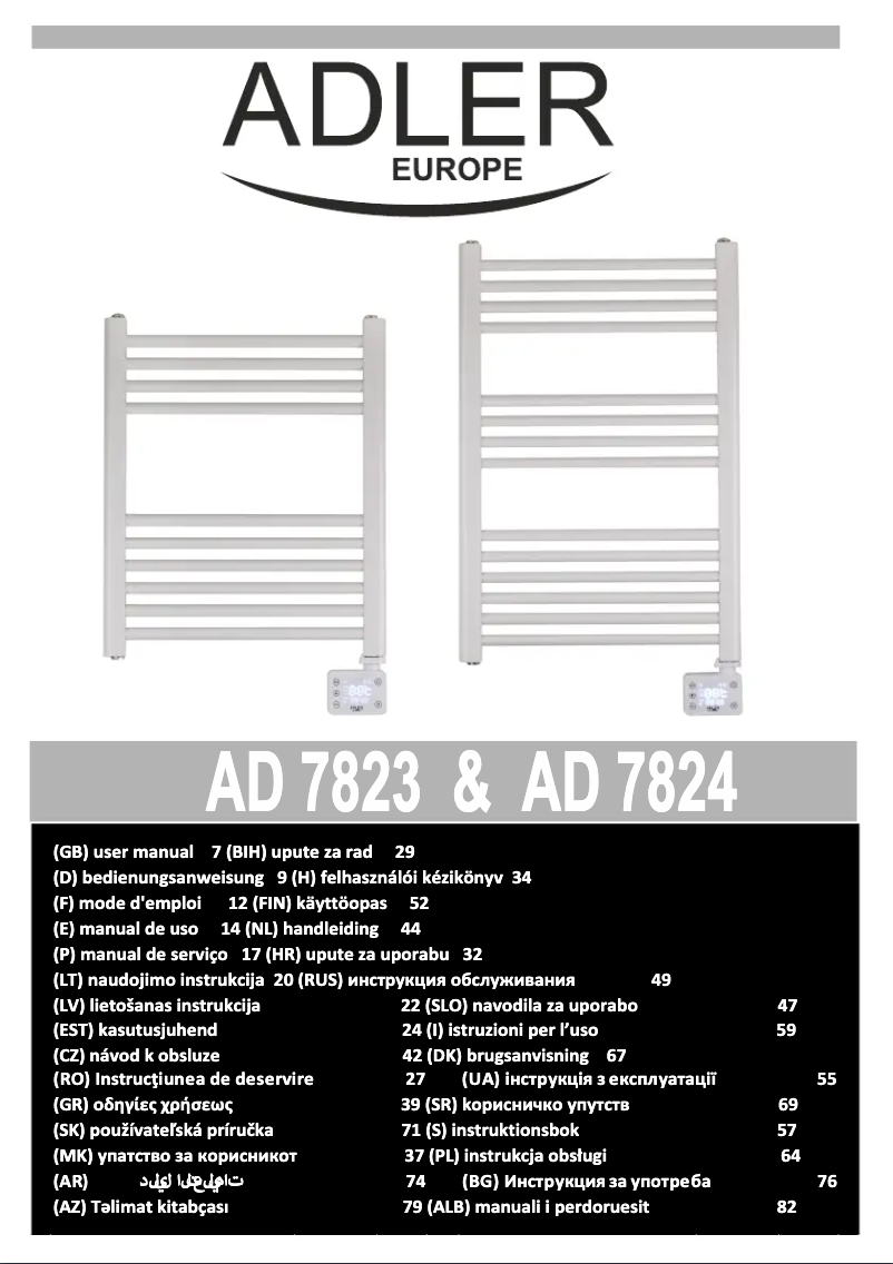 Image de la première page du manuel de l'appareil AD 7824