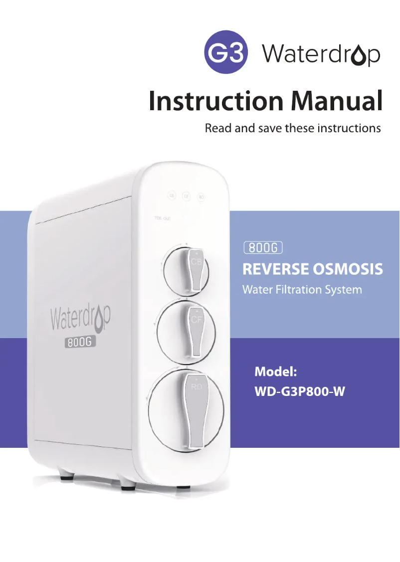 Page 1 de la notice Manuel utilisateur Waterdrop WD-G3P800-W