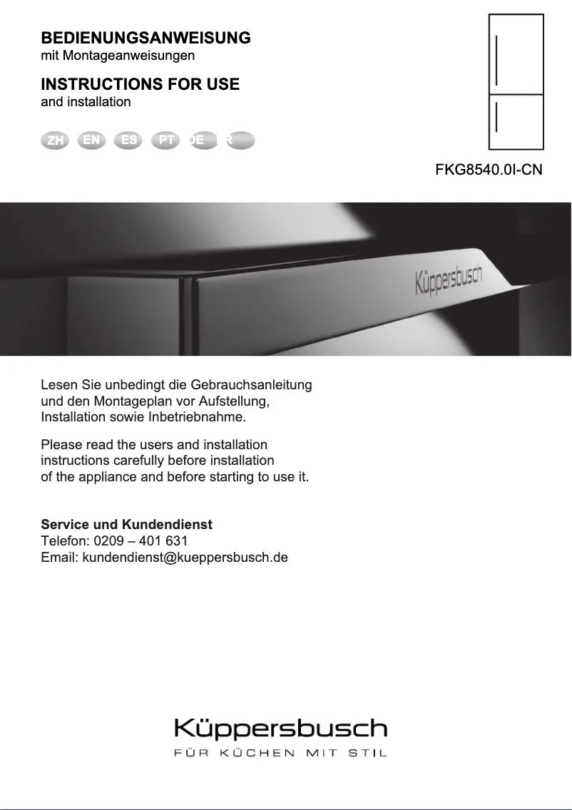 Page 1 de la notice Manuel utilisateur Küppersbusch FKG8540.0i