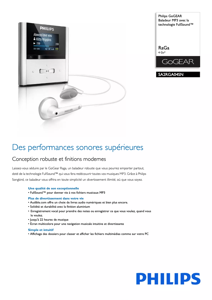 Image de la première page du manuel de l'appareil GoGear SA2RGA04