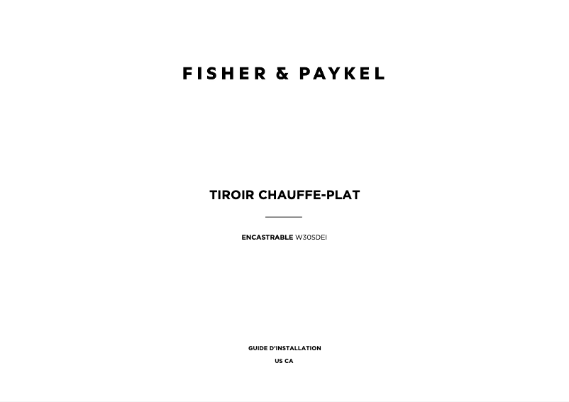 Page n°1 - Guide d'installation Fisher & Paykel WB30SDEI1