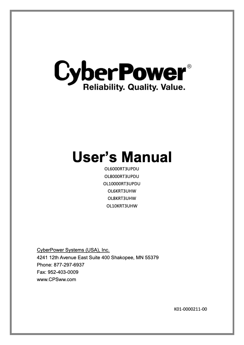 Página 1 del manual Manual de usuario CyberPower Smart App Online OL6000RT3UPDU