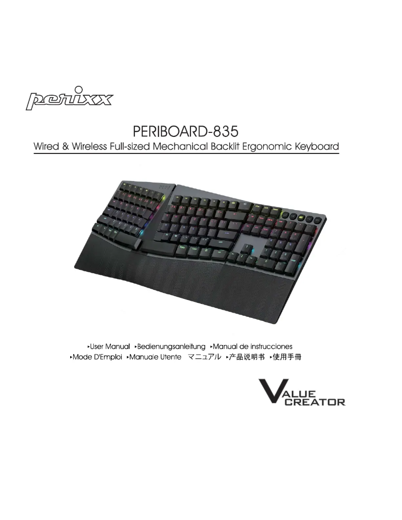 Page 1 de la notice Manuel utilisateur Perixx PERIBOARD-835