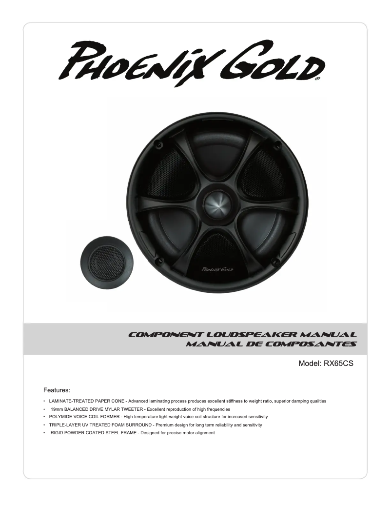 Page n°1 - Manuel utilisateur Phoenix Gold RX65CS