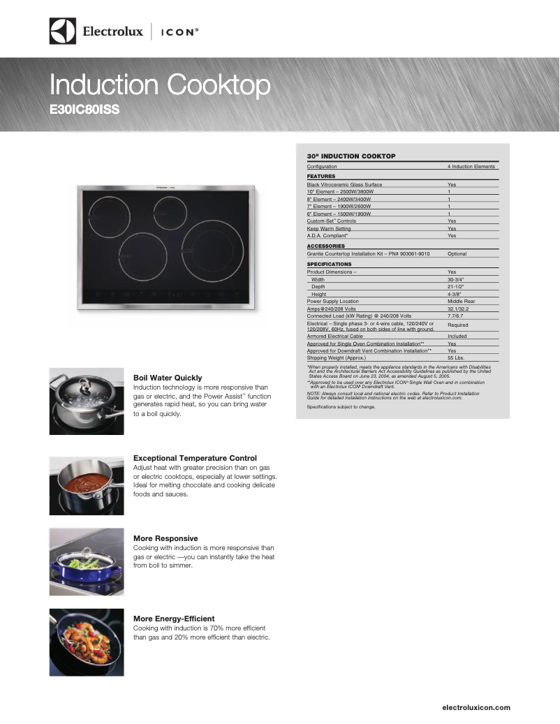 Page n°1 - Fiche technique Electrolux E30IC80ISS