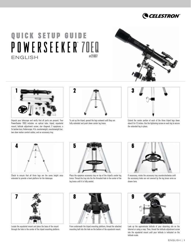 Image de la première page du manuel de l'appareil PowerSeeker 60EQ