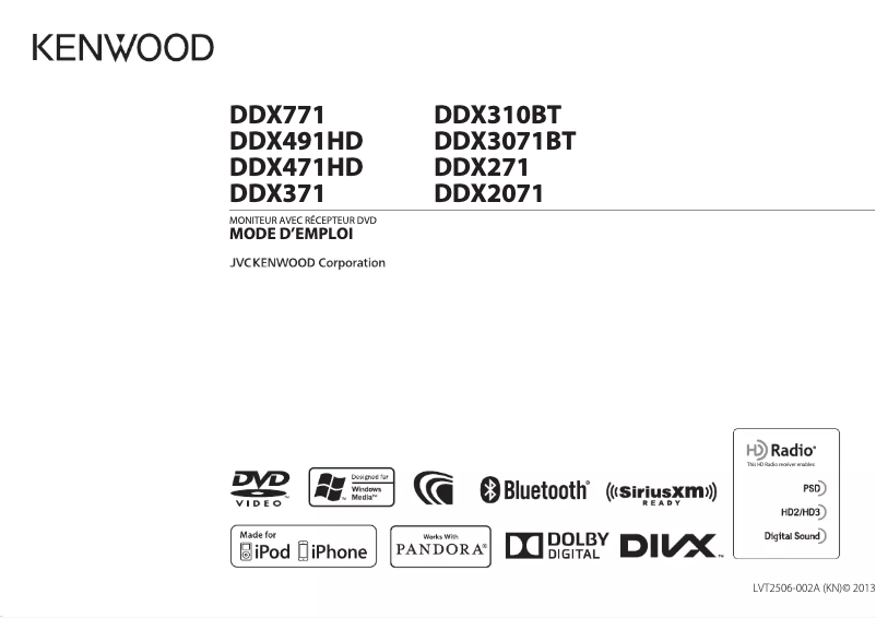 Page 1 de la notice Manuel utilisateur Kenwood DDX771