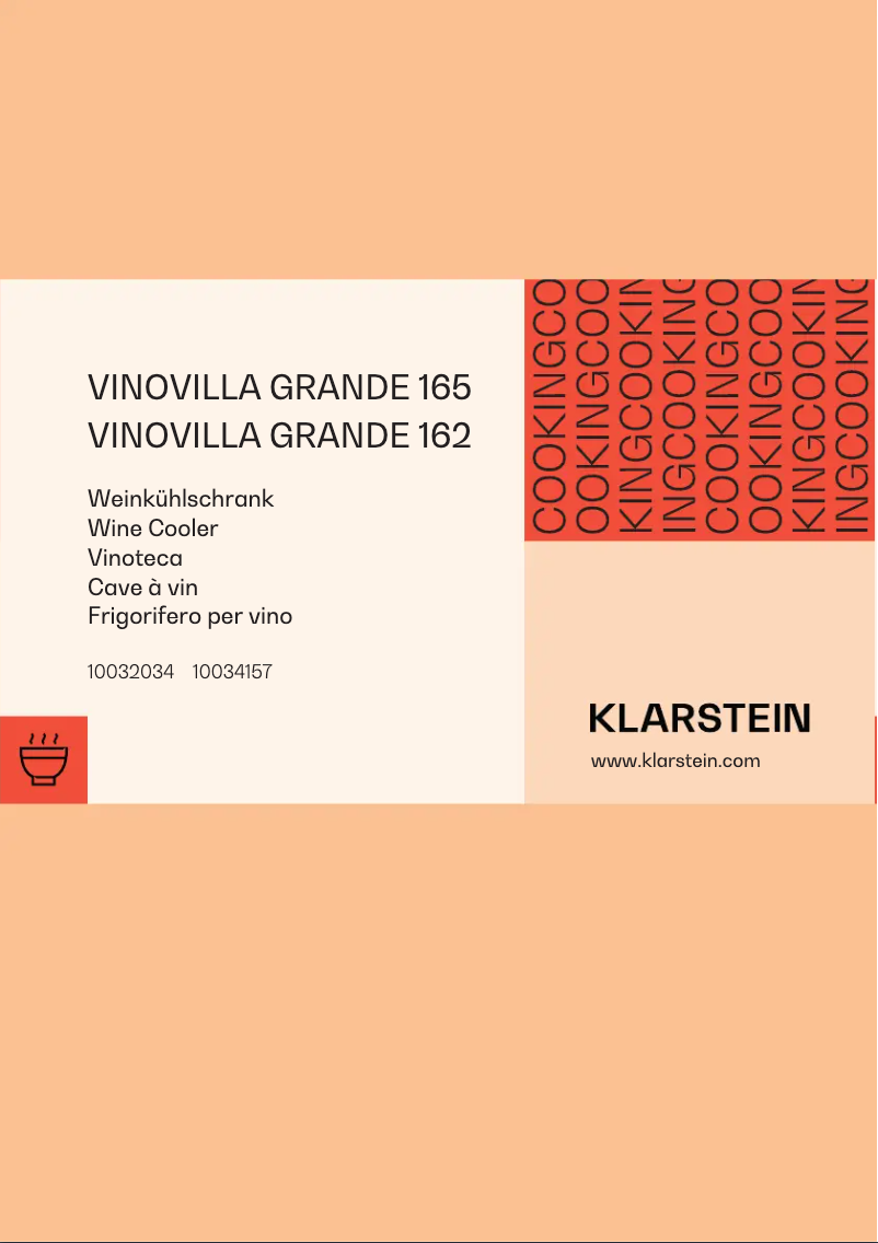 Page 1 de la notice Manuel utilisateur Klarstein Vinovilla Grande 162