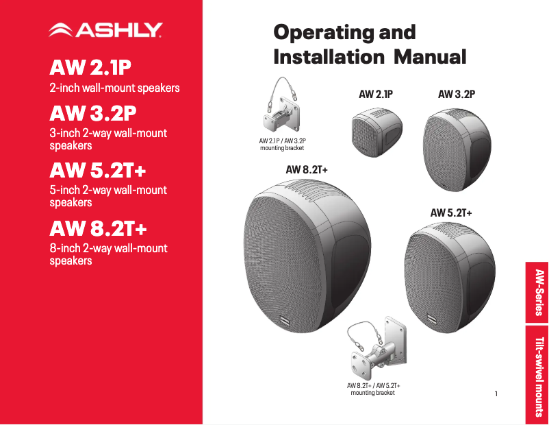 Page 1 de la notice Manuel utilisateur Ashly AW 8.2T+