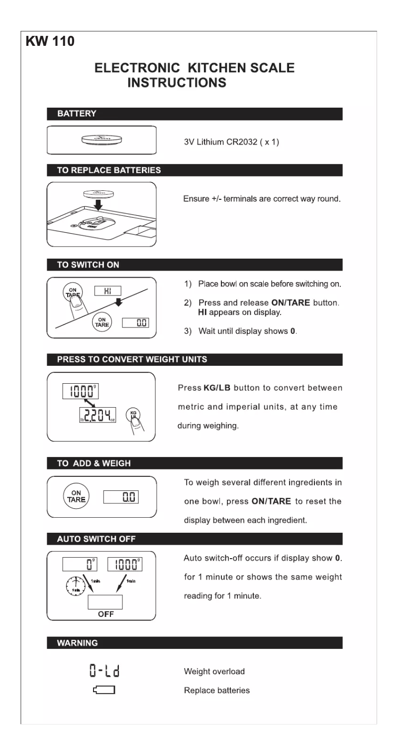 Page 1 de la notice Manuel utilisateur Techno Line KW 110