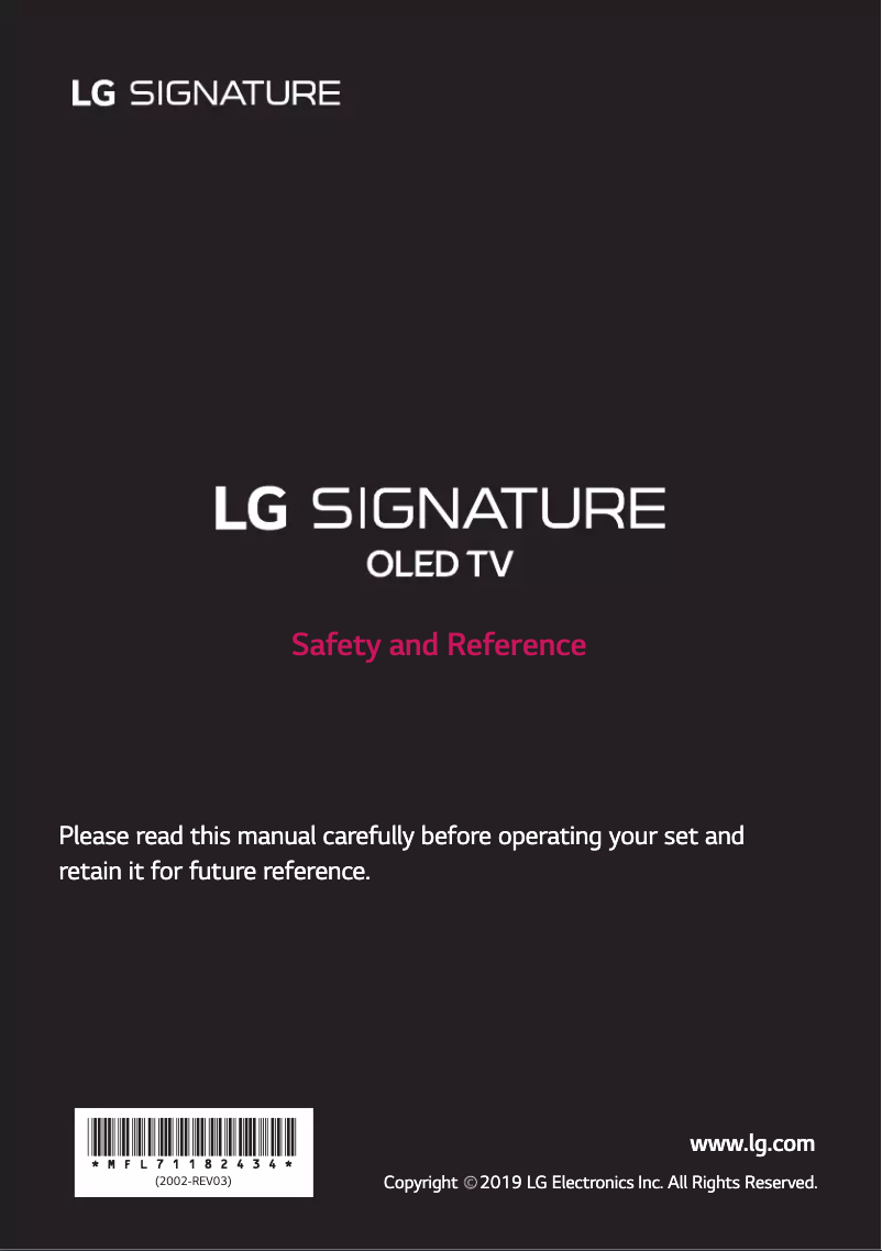Page 1 de la notice Manuel utilisateur LG OLED77W9PVA