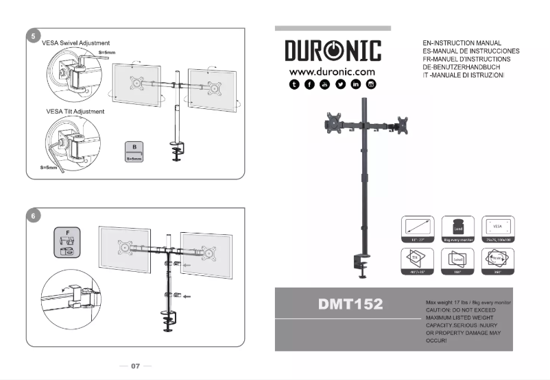 Page n°1 - Manuel utilisateur Duronic DMT152
