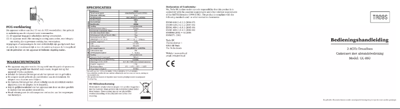 Page 1 de la notice Manuel utilisateur Trebs Comfortcam CC-860
