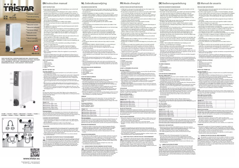Page 1 de la notice Manuel utilisateur TriStar KA-5115
