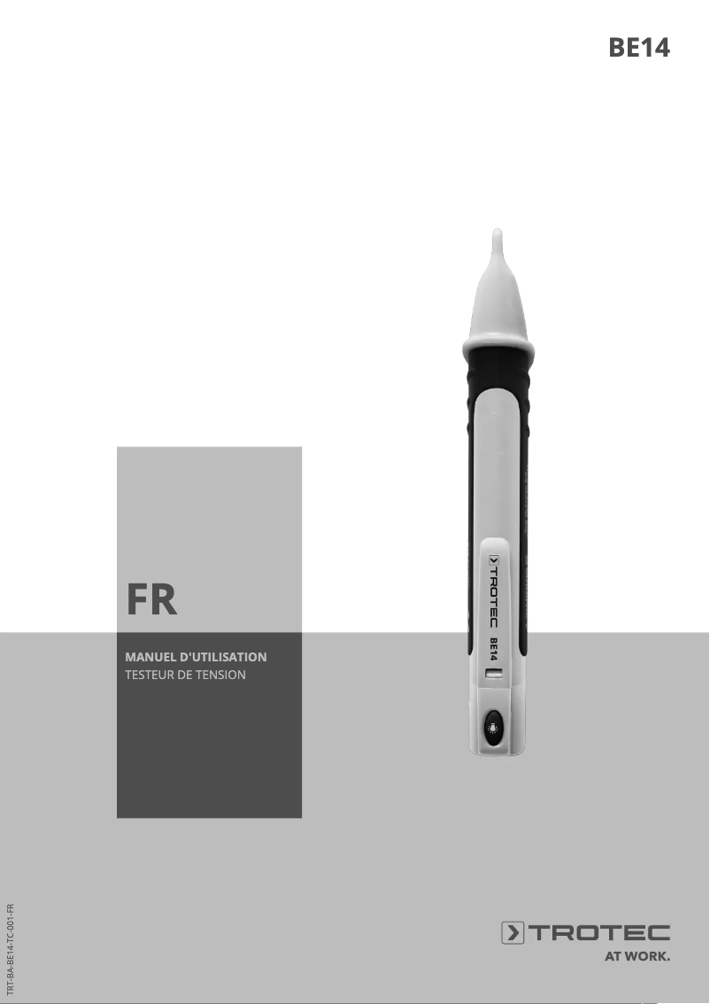 Page 1 de la notice Manuel utilisateur Trotec BE14