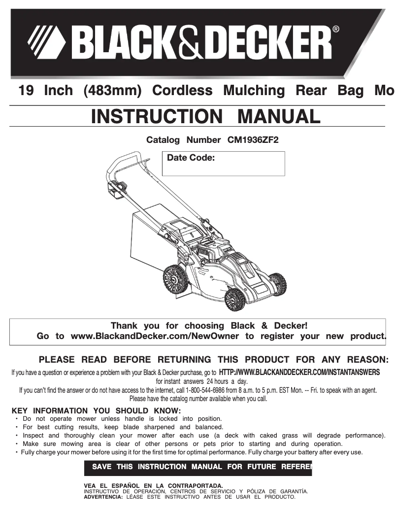 Page n°1 - Manuel utilisateur Black & Decker CM1936ZF2
