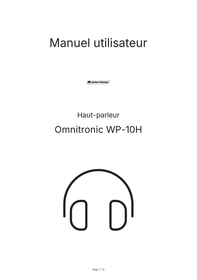 Page n°1 - Manuel utilisateur Omnitronic WP-10H