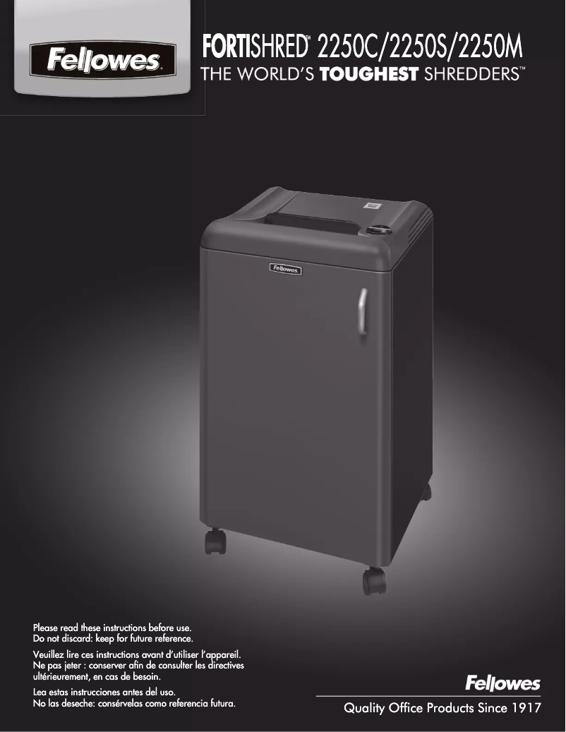 Page n°1 - Manuel utilisateur Fellowes Fortishred 2250C