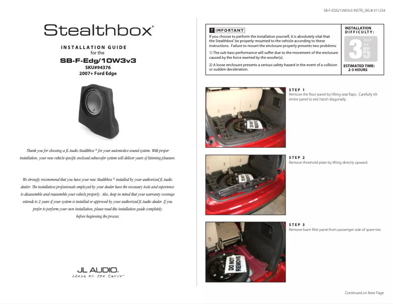 Image de la première page du manuel de l'appareil Stealthbox SB-F-EDG/10W3v3