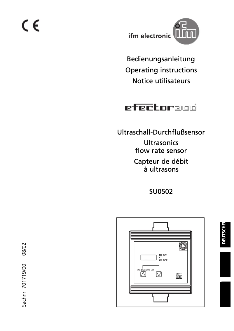 Page n°1 - Manuel utilisateur IFM SU0502