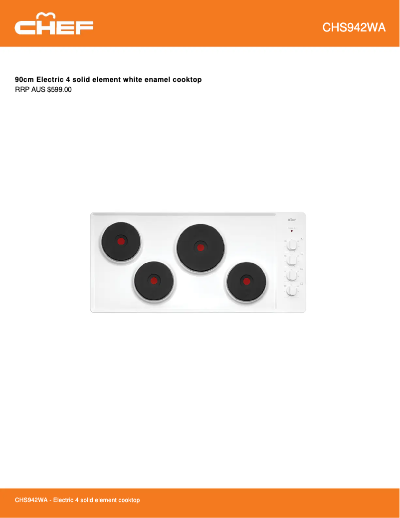 Page 1 de la notice Fiche technique Chef CHS942WA